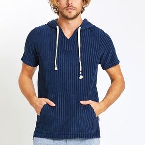 SOL ANGELES SANTA ROSA TERRY SHORT SLEEVE PONCHO NAVY HOODIE MEDIUM